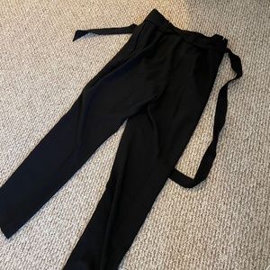 Black business front tie pants